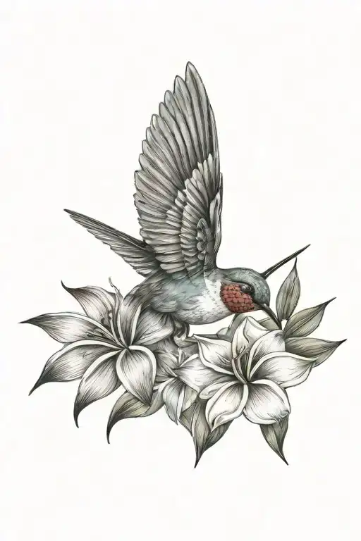 hummingbird and Frangipani and stars tattoo design idea