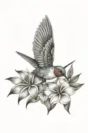 hummingbird and Frangipani and stars tattoo design idea