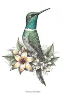 hummingbird and Frangipani and stars tattoo design idea