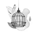 bird cage tattoo design idea
