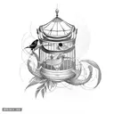 bird cage tattoo design idea