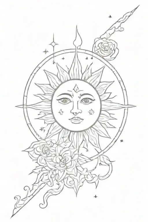 can you make paired minimalist sketches of sun and moon tattoos based on their position on January 14, 2019? tattoo design idea