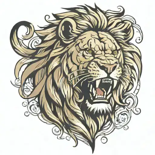 lions upper body roaring tattoo design idea