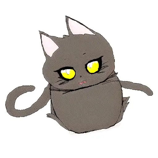 cute Black cat with Big eyes  tattoo design idea