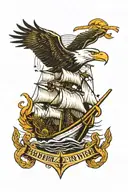 Sail boat sailor navy anchor warship Warhawk eagle American traditional tattoo sleeve tattoo design idea