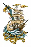Sail boat sailor navy anchor warship Warhawk eagle American traditional tattoo sleeve tattoo design idea