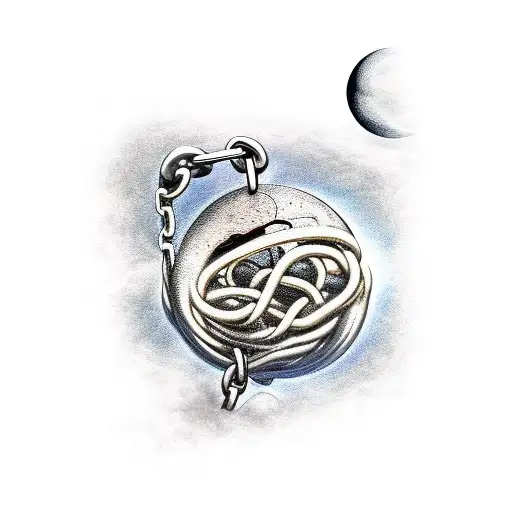 chained moon tattoo design idea