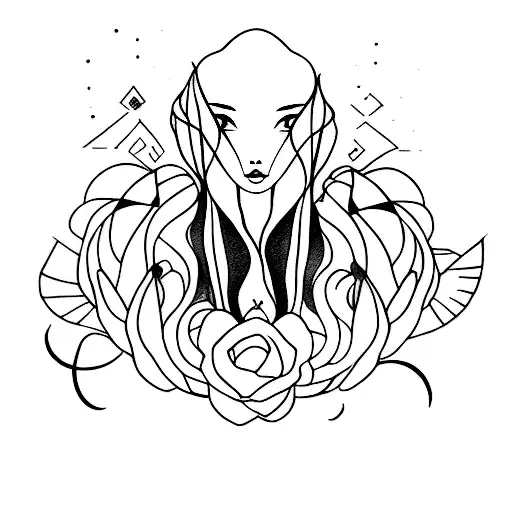 girl long eir moon tattoo design idea