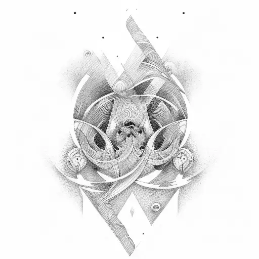 waves combined with sound waves or notes tattoo design idea