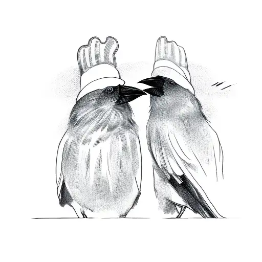 chef knife with 2 crows  tattoo design idea