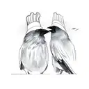 chef knife with 2 crows  tattoo design idea