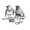 chef knife with 2 crows  tattoo design idea