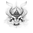 neptune god with trident tattoo design idea