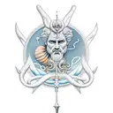 neptune god with trident tattoo design idea