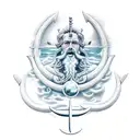 neptune god with trident tattoo design idea