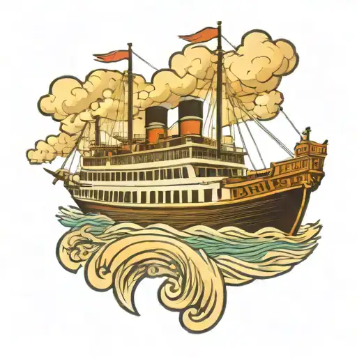 Mississippi River steam boat tattoo design idea