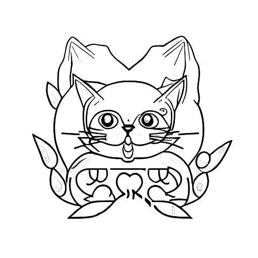 cat lying on his back tattoo design idea
