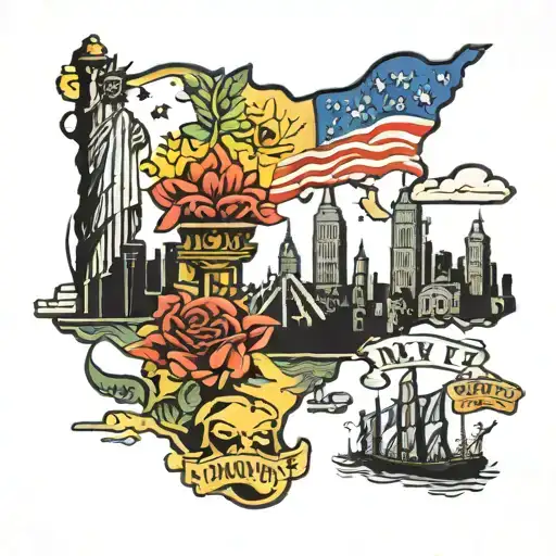 Indiana to NYC skyline tattoo design idea