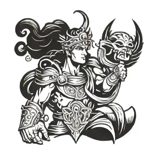 Incorporate Greek mythology characters into a video game theme tattoo design tattoo design idea
