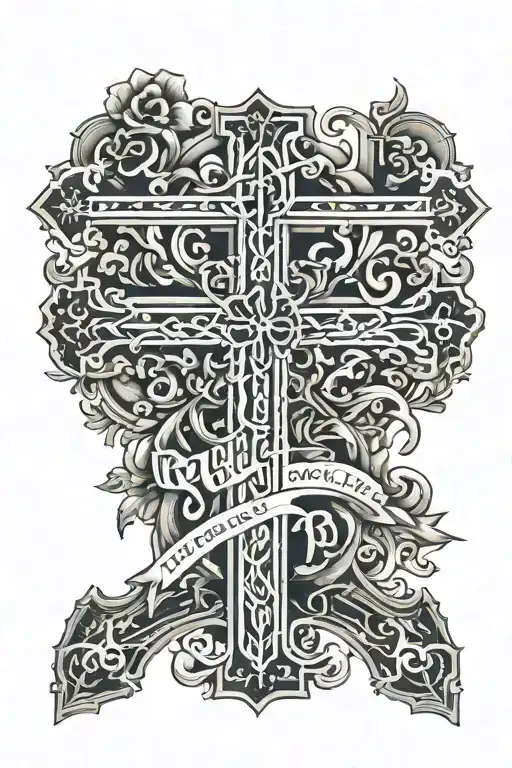 Words "Breathe" and "Praise" intersecting in a cross tattoo design idea