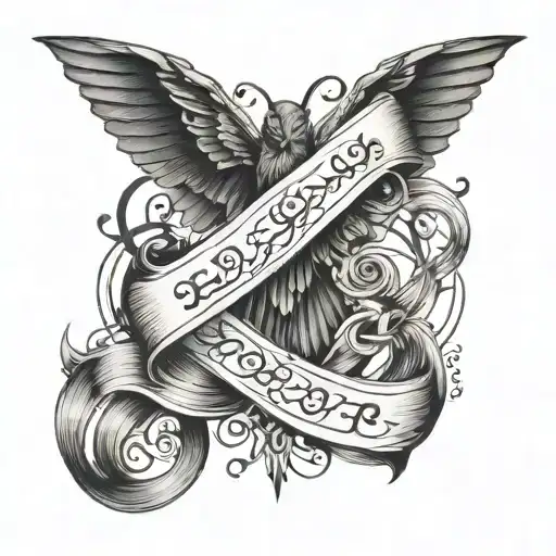 weathered note intertwined tattoo design idea