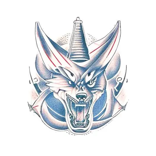 clipper ship with figurehead include wolf head and dragon head tattoo design idea