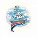 clipper ship with figurehead include wolf head and dragon head tattoo design idea