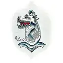 clipper ship with figurehead include wolf head and dragon head tattoo design idea