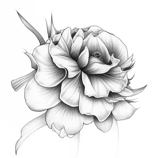 Dragonflies, morning glory, rose, cosmos, chrysanthemum tattoo design idea
