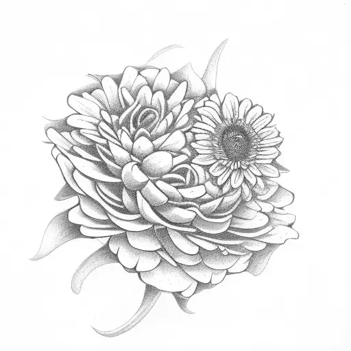 Dragonflies, roses, chrysanthemums  tattoo design idea
