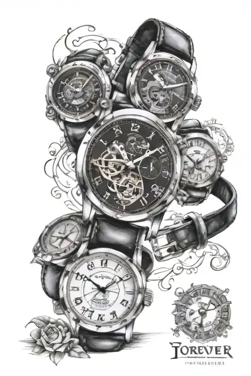 Watches with birth time and name Lars and Jessica and including forever sign tattoo design idea