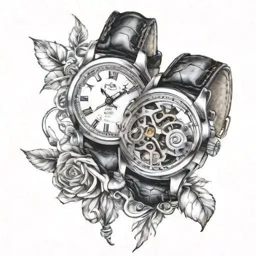 two connected watches named Lars and Jessica tattoo design idea