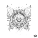 sonne und flügel tattoo design idea