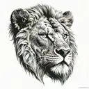 half bear half lion head with blue eyes tattoo design idea