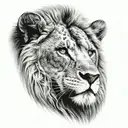 half bear half lion head with blue eyes tattoo design idea