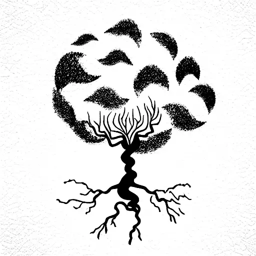 A tree whose branches are in the shape of lightning tattoo design idea