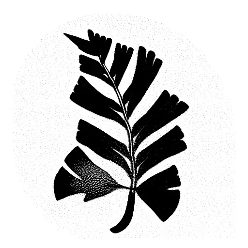 maidenhair fern growing out of rock tattoo design idea