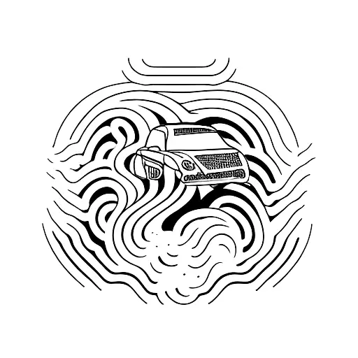 waveform with car tattoo design idea