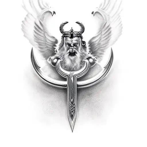 odin y sus 2 cuervos tattoo design idea