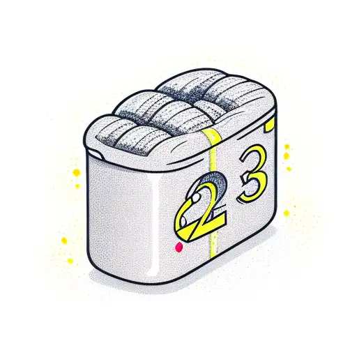 rectangle loaf of bread yellow coloured cartoon style, with numbers 2223  tattoo design idea