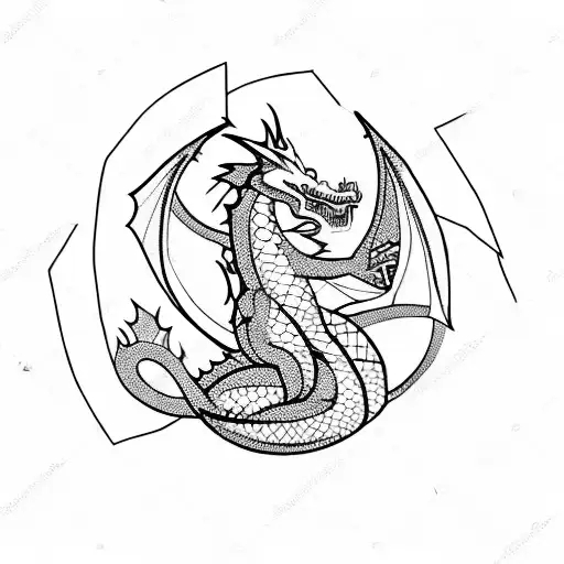 chubby dragon with canada flag tattoo design idea