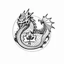 chubby dragon with canada flag tattoo design idea