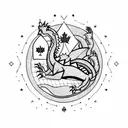 chubby dragon with canada flag tattoo design idea