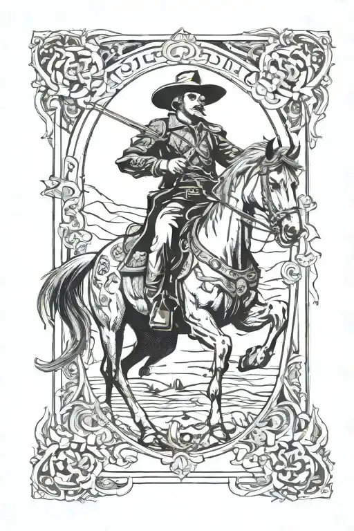 cowboy in art nouveau style willy pogany midevil knight  tattoo design idea