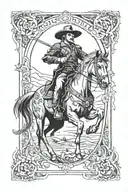 cowboy in art nouveau style willy pogany midevil knight  tattoo design idea