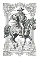 cowboy in art nouveau style willy pogany midevil knight  tattoo design idea