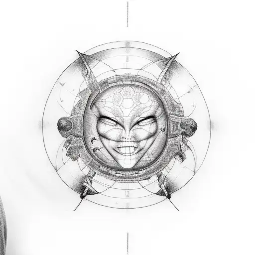 Alien from Aline movie as a vitruvian man  tattoo design idea