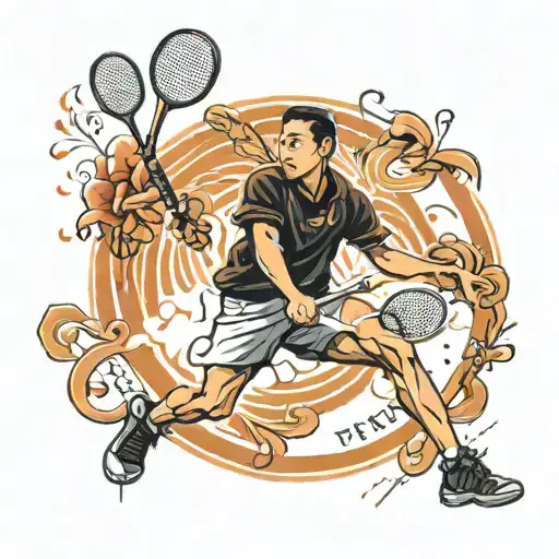 badminton player hitting tattoo design idea