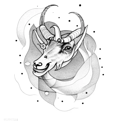 astro signe fish with astro sign goat tattoo design idea