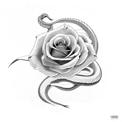 big snake with rose tattoo design idea